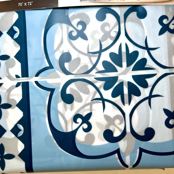 Mosaic Tiles Peva Shower Curtain Shades of Blue - Picture 3 of 9